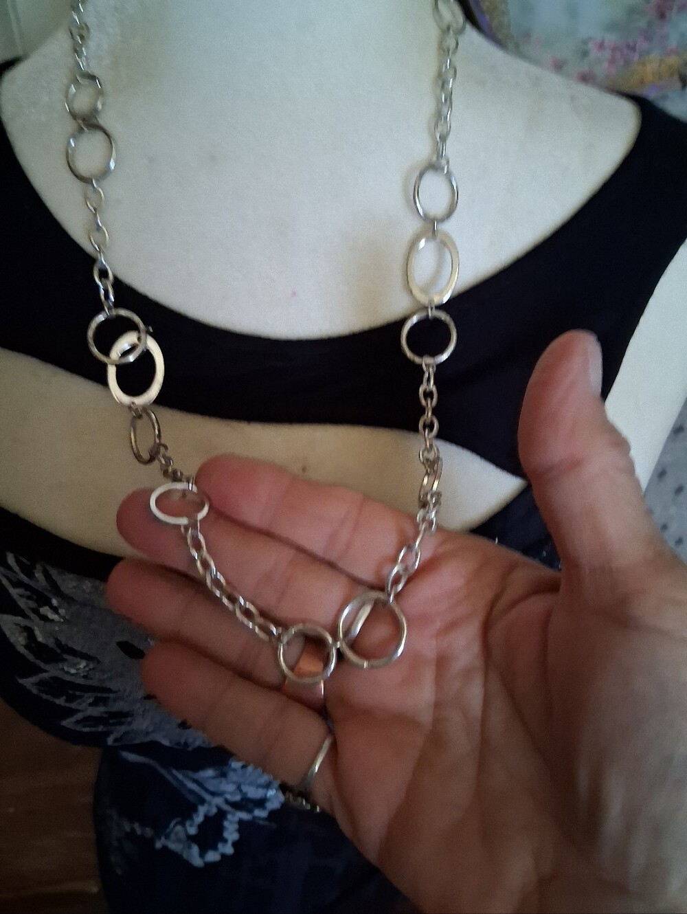 Silver Multi-Ring Link Necklace - Women Jewelry